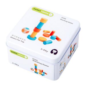 Mini juego de piezas torre y dado madera colores