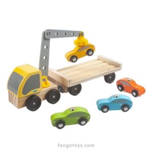 Camión Portaautos de Madera con Grúa